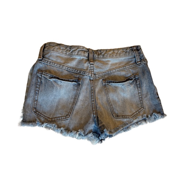 Free People Blue Jean Shorts Distressed Cut-Off Style - Picture 3 of 4